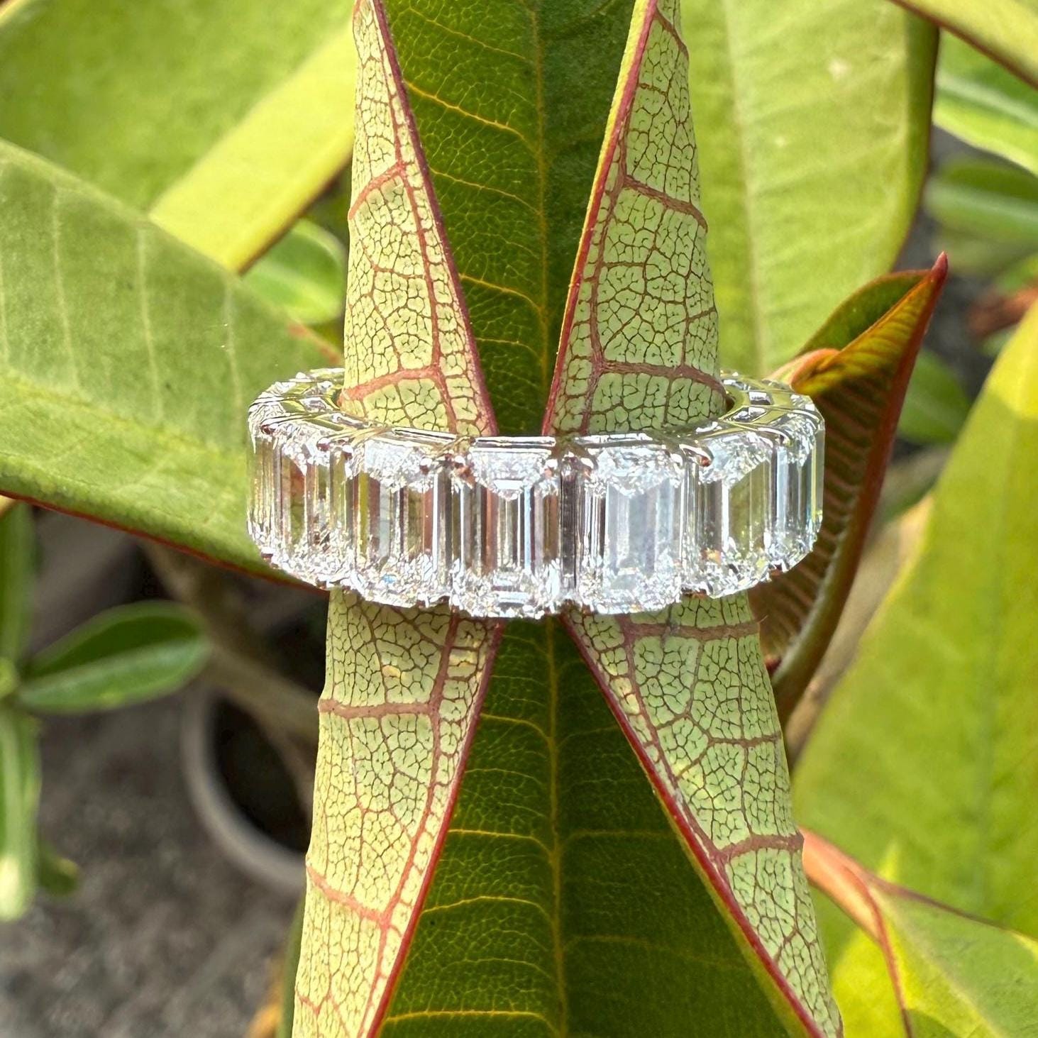 Lab Grown Diamond Eternity Band: 8ct Emerald Cut Wedding Ring