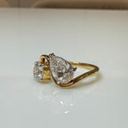Lab Grown Diamond Toi et Moi Ring: 14K Gold Pear & Round Cut