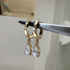 14K Gold Lab Grown Diamond Huggie Earrings | 2CT Pear Drop Hoops, IGI Certified