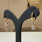 14K Gold Lab Grown Diamond Huggie Earrings | 2CT Pear Drop Hoops, IGI Certified
