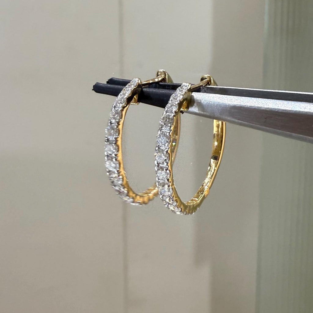 14K Gold Lab Grown Diamond Hoop Earrings | Sustainable Huggie Hoops
