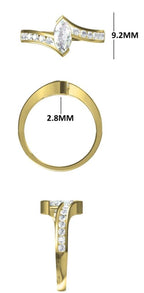 Marquise Lab Grown Diamond Engagement Ring | 14K Gold Bypass Shank