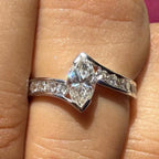 Marquise Lab Grown Diamond Engagement Ring | 14K Gold Bypass Shank