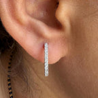 14K Gold Lab Grown Diamond Huggie Earrings: Sustainable Dangle Hoops