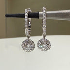 14K Gold Lab Grown Diamond Huggie Earrings: Floral Drop Dangle