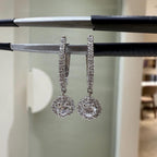 14K Gold Lab Grown Diamond Huggie Earrings: Floral Drop Dangle