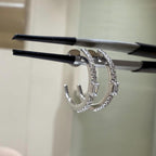 14K Gold Lab Grown Diamond Hoop Earrings: Baguette Accent