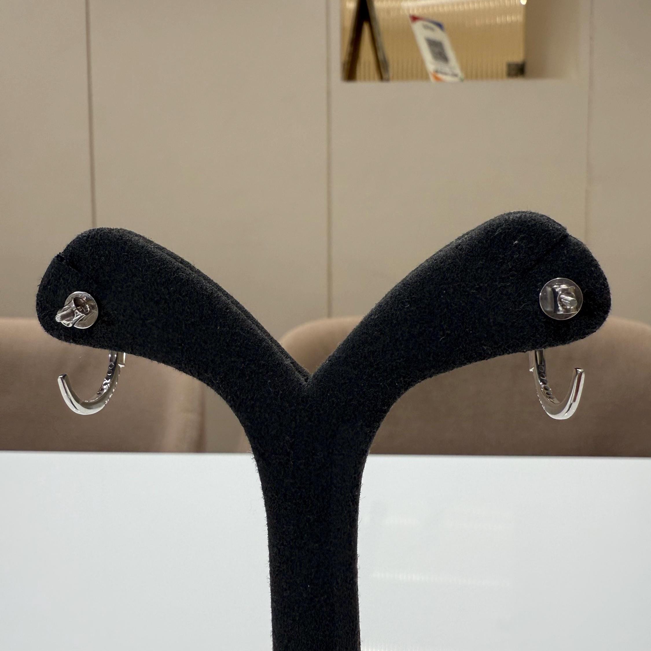 14K Gold Lab Grown Diamond Hoop Earrings: Baguette Accent