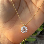 2.5 CT Lab Grown Diamond Solitaire Pendant: 14K Gold Box Chain Necklace