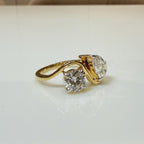 Lab Grown Diamond Toi et Moi Ring: 14K Gold Pear & Round Cut
