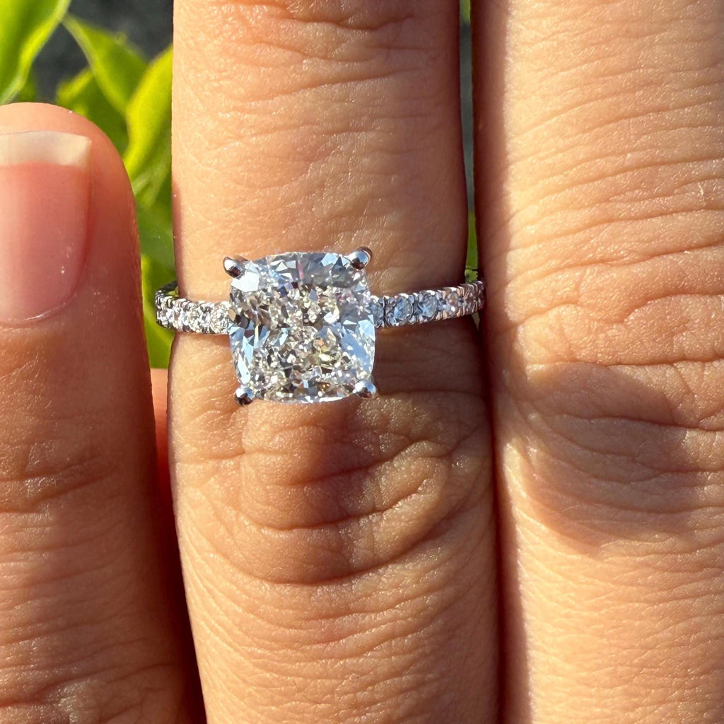 Cushion Cut 2.20 CTW Lab Grown Diamond Engagement Ring, 14K Gold, IGI Certified
