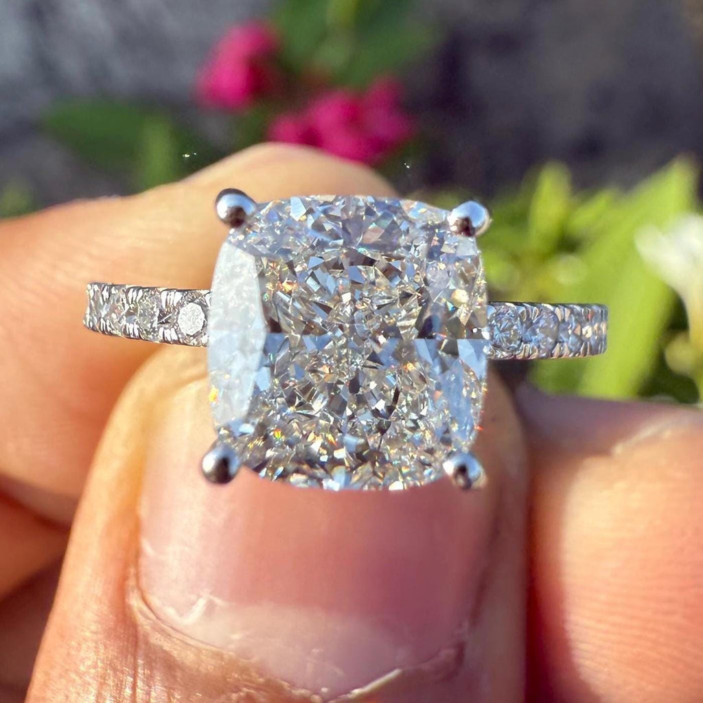 Cushion Cut 2.20 CTW Lab Grown Diamond Engagement Ring, 14K Gold, IGI Certified