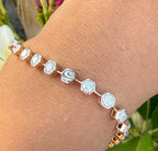 Lab Grown Diamond Tennis Bracelet, 14K Gold Hexagon Bezel