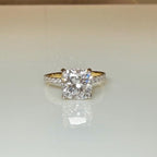 Cushion Cut Lab Grown Diamond Engagement Ring: 14K Gold Hidden Halo, IGI Certified