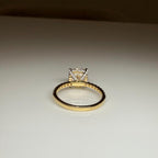 Cushion Cut Lab Grown Diamond Engagement Ring: 14K Gold Hidden Halo, IGI Certified