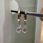 14K Gold Lab Grown Diamond Huggie Earrings | 2CT Pear Drop Hoops, IGI Certified