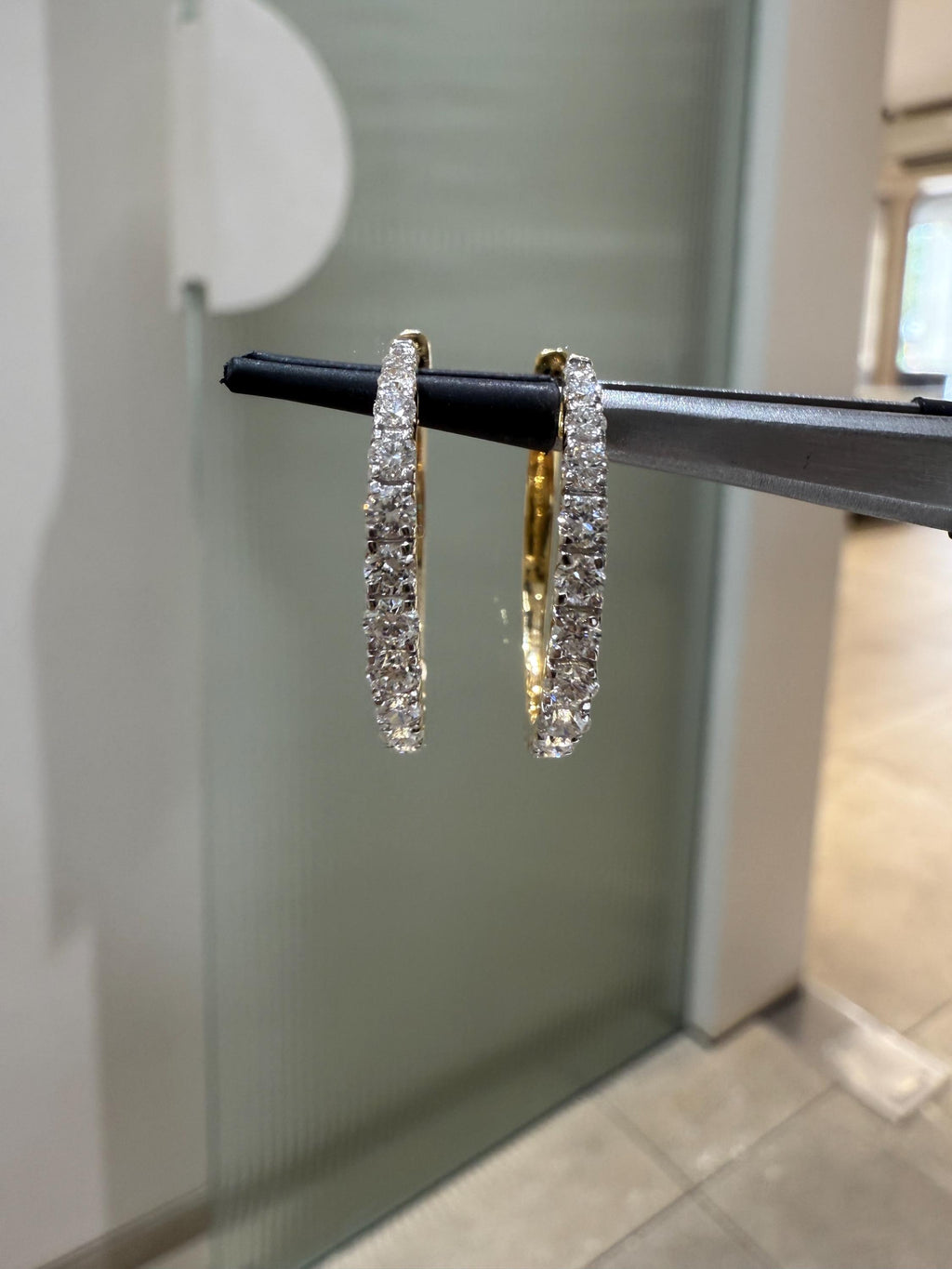 14K Gold Lab Grown Diamond Hoop Earrings | Sustainable Huggie Hoops