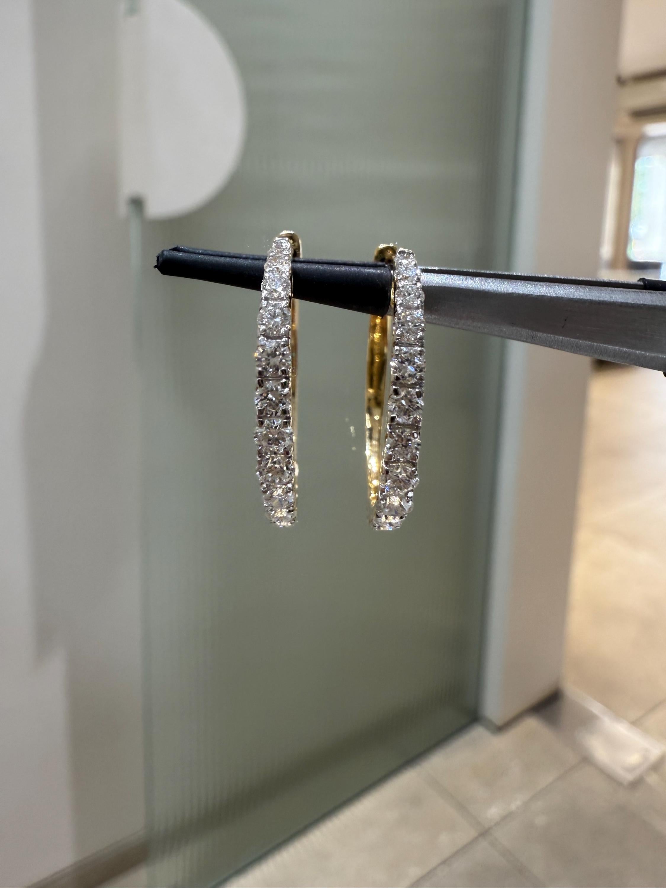 14K Gold Lab Grown Diamond Hoop Earrings | Sustainable Huggie Hoops