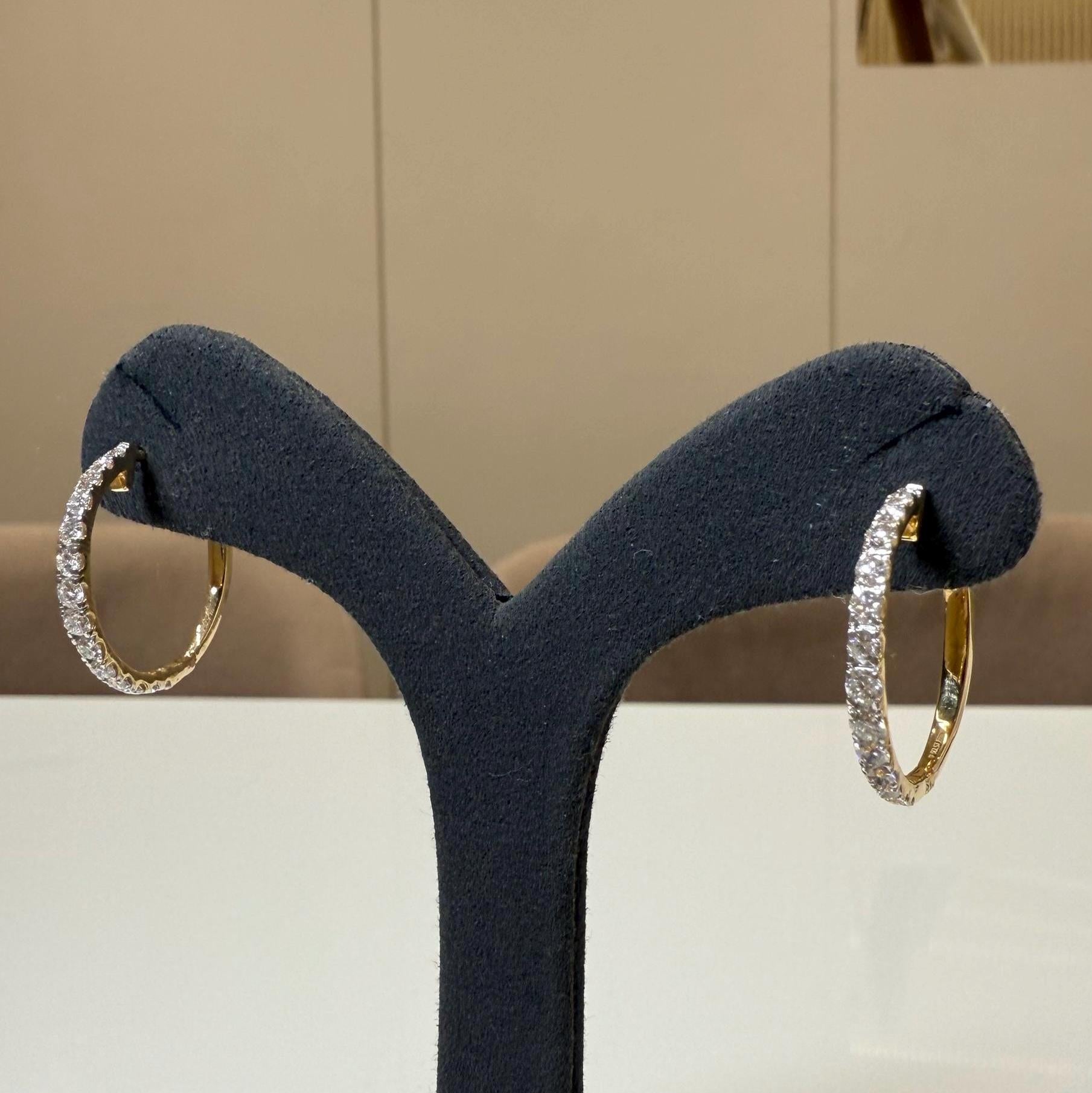 14K Gold Lab Grown Diamond Hoop Earrings | Sustainable Huggie Hoops