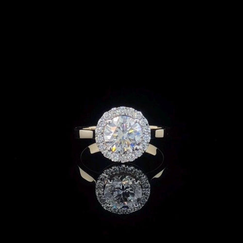 2.10CT Lab Grown Diamond Engagement Ring: 14K Gold Halo Bridal Jewelry, IGI Certified