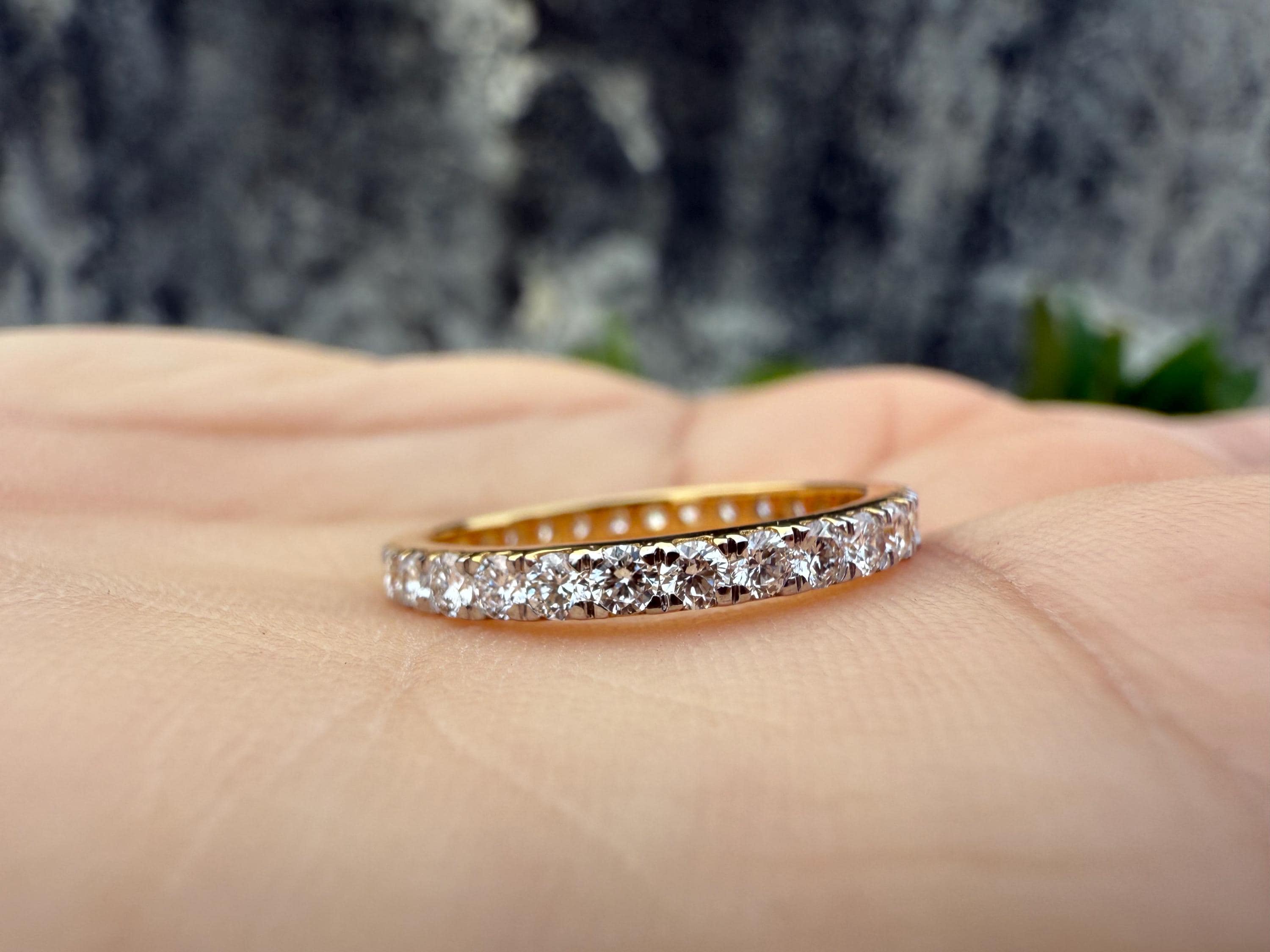 Lab Grown Diamond 14K Gold Eternity Wedding Band | Stacking Ring
