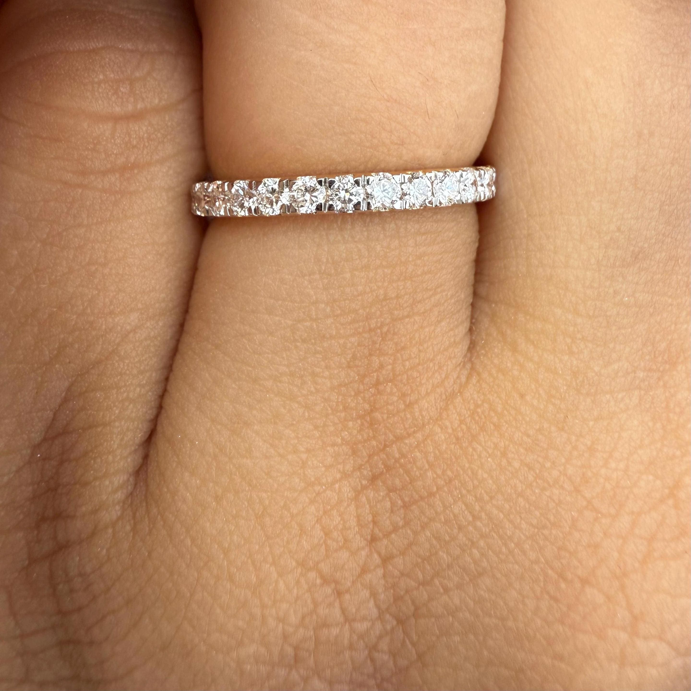 Lab Grown Diamond 14K Gold Eternity Wedding Band | Stacking Ring