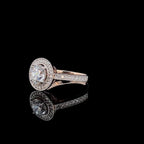 Lab Grown Diamond Halo Engagement Ring: 14K Solid Gold Bridal Jewelry (IGI Certified)