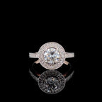 Lab Grown Diamond Halo Engagement Ring: 14K Solid Gold Bridal Jewelry (IGI Certified)