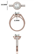 Lab Grown Diamond Halo Engagement Ring: 14K Solid Gold Bridal Jewelry (IGI Certified)