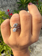 Toi et Moi Ring: 14K Gold, Lab Grown Diamond & Aquamarine Engagement Ring