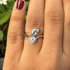 Toi et Moi Ring: 14K Gold, Lab Grown Diamond & Aquamarine Engagement Ring
