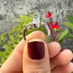 Toi et Moi Ring: 14K Gold, Lab Grown Diamond & Aquamarine Engagement Ring