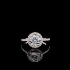 IGI Certified Lab Grown Diamond Halo Engagement Ring: 14K Solid Gold Bridal Ring