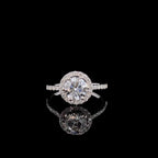 IGI Certified Lab Grown Diamond Halo Engagement Ring: 14K Solid Gold Bridal Ring