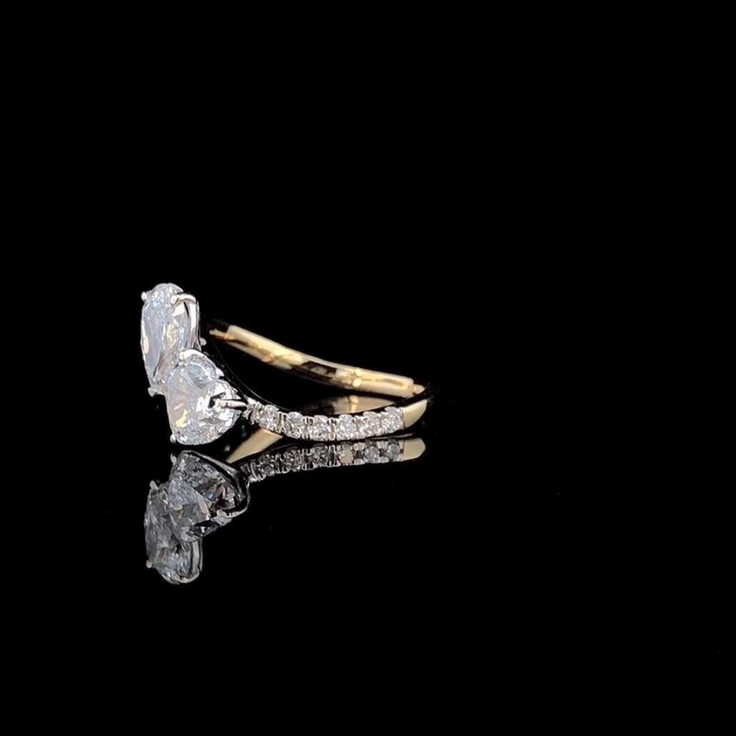 Lab Grown Diamond Toi et Moi Ring | 14K Gold Pear & Heart Engagement Ring