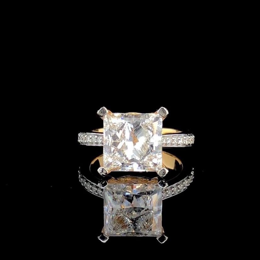 Princess Cut 5ct Lab Grown Diamond Engagement Ring - 14K Gold IGI Certified