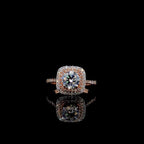 Lab Grown 1Ct Diamond Halo Engagement Ring: 14K Solid Gold Wedding Jewelry