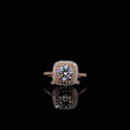 Lab Grown 1Ct Diamond Halo Engagement Ring: 14K Solid Gold Wedding Jewelry