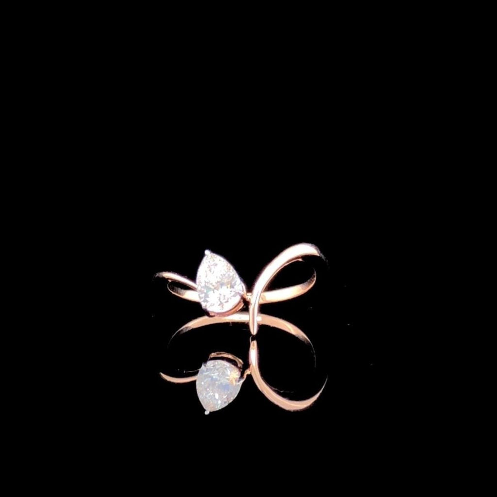 Pear Cut Lab Grown Diamond Engagement Ring: 14K Gold Modern Twist