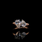 Lab Grown Diamond Toi et Moi Ring: 14K Gold Pear Cut Engagement Ring