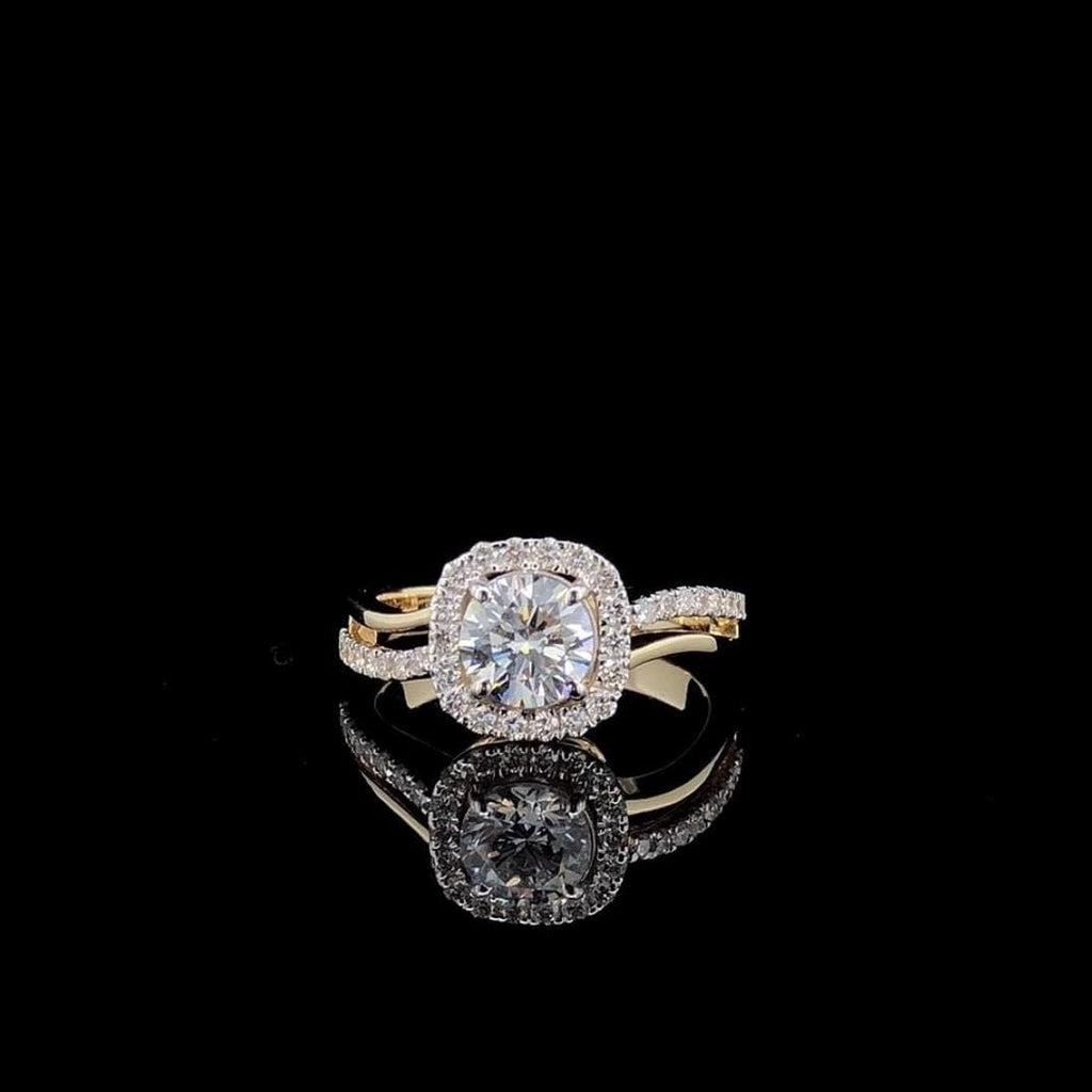 Lab Grown Diamond Halo Engagement Ring: 14K Gold IGI Certified Bridal Jewelry