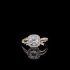 Lab Grown Diamond Halo Engagement Ring: 14K Gold IGI Certified Bridal Jewelry