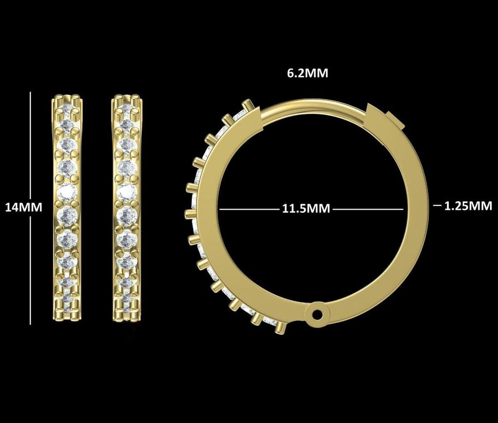 14K Gold Lab Grown Diamond Huggie Earrings | Sustainable Dangle Hoops
