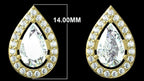 Pear Cut Lab Grown Diamond Halo Stud Earrings | 14K Gold