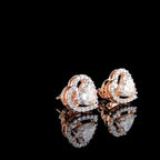 Heart Cut Lab Grown Diamond Stud Earrings | 14K Gold Halo, IGI Certified