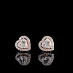 Heart Cut Lab Grown Diamond Stud Earrings | 14K Gold Halo, IGI Certified