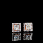 IGI Certified Princess Cut Lab Grown Diamond Halo Earrings | 14K Gold