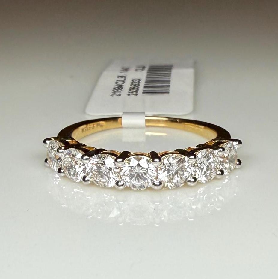 14K Gold Lab Grown Diamond Wedding Band | Seven Stone Eternity Ring