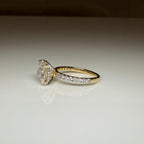 Cushion Cut Lab Grown Diamond Engagement Ring: 14K Gold Hidden Halo, IGI Certified
