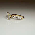 Cushion Cut Lab Grown Diamond Engagement Ring: 14K Gold Hidden Halo, IGI Certified